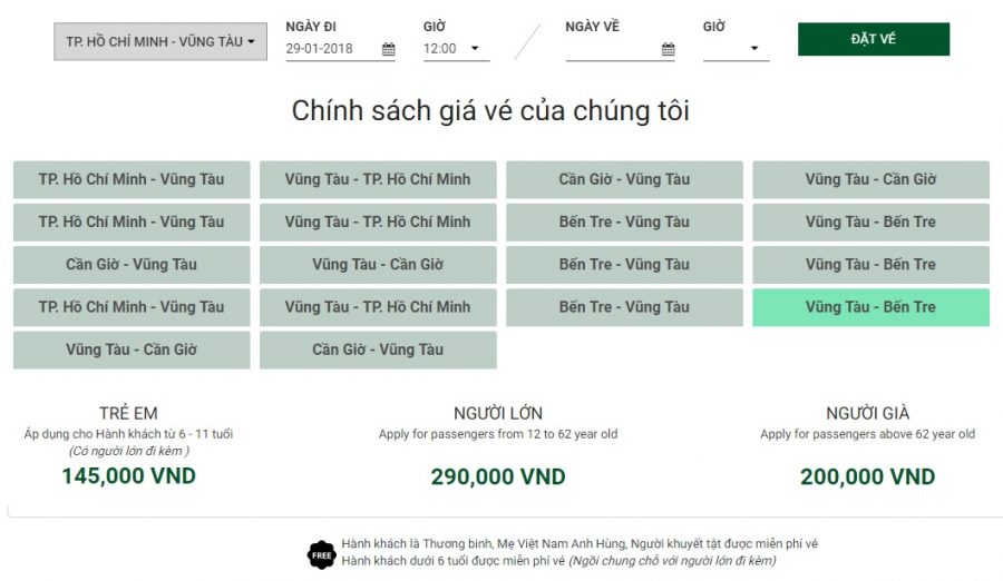 Giá vé hiện tại đang được áp dụng. Khách hàng được giảm 50% giá vé trong 10 ngày đầu tiên kể từ 29/1/2018